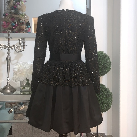 EUC Vintage Black Tie Oleg Cassini Peplum Sequined dress with belt.
Size 8 - Picture 8 of 9